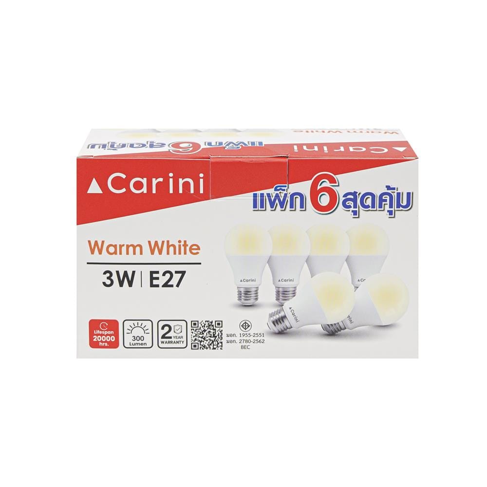 หลอด LED A45 ECOLIFE 3 วัตต์ WARM WHITE E27 (แพ็ก 6 ชิ้น)