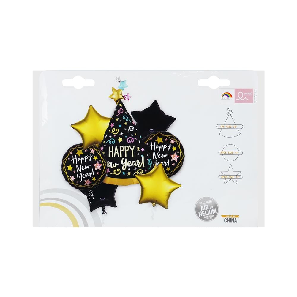 ลูกโป่งฟอยล์ HAPPY NEW YEAR SNAZZ 18 นิ้ว สีดำ-ทอง