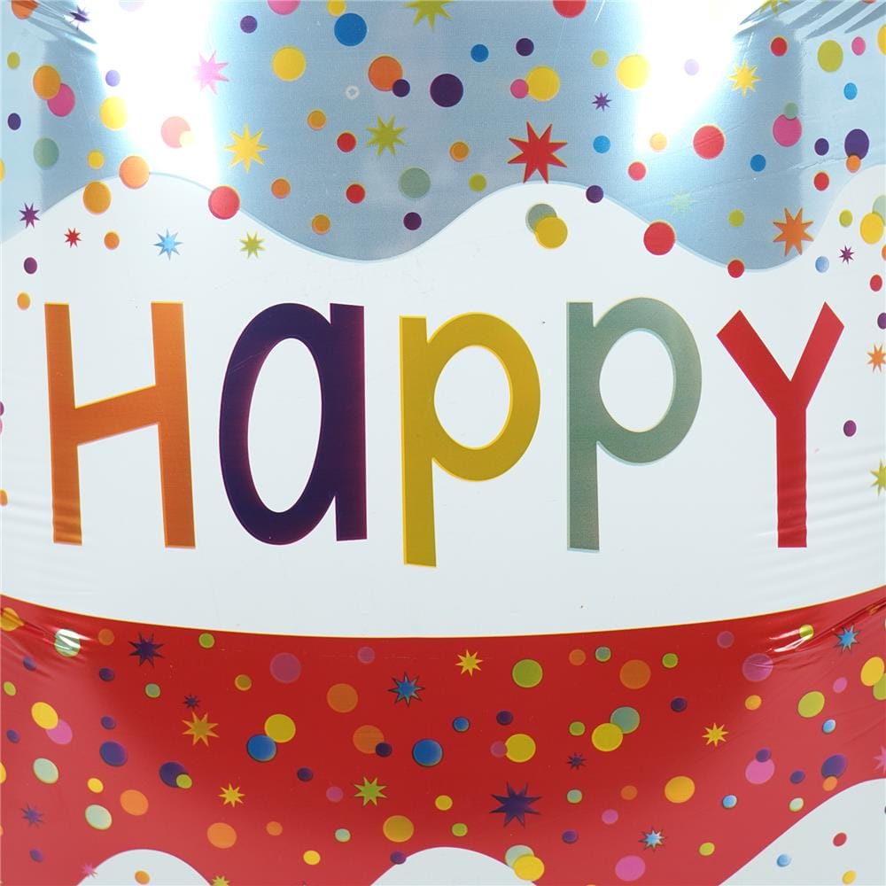 ลูกโป่งฟอยล์ HAPPY BIRTHDAY CAKE SNAZZ 34 นิ้ว สีแดง-ทอง