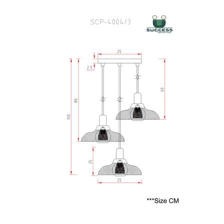 ไฟช่อ SUCCESS SCP-4004/3 สีดำ/ชา 3 หัว_4