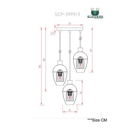 ไฟช่อ SUCCESS SCP-3999/3 สีทอง/ชา 3 หัว_4