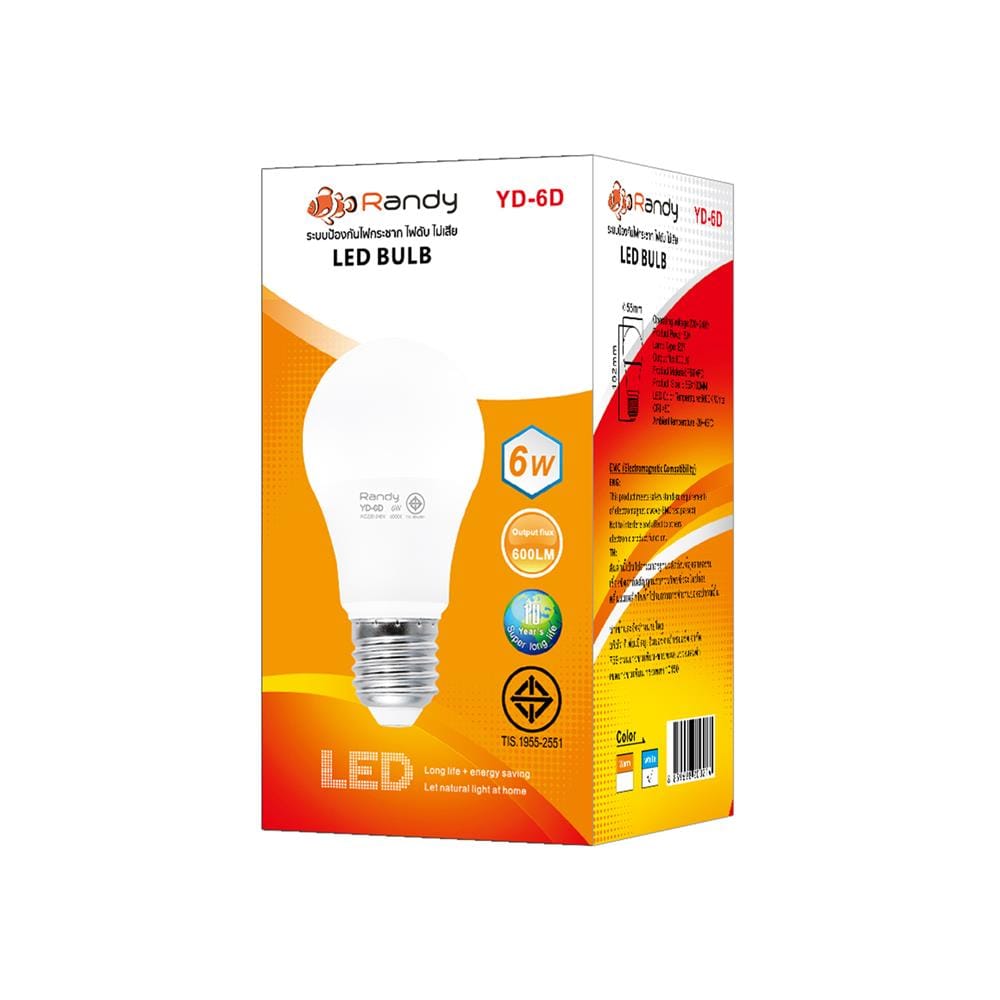 หลอด LED RANDY BULB 6 วัตต์ DAYLIGHT E27