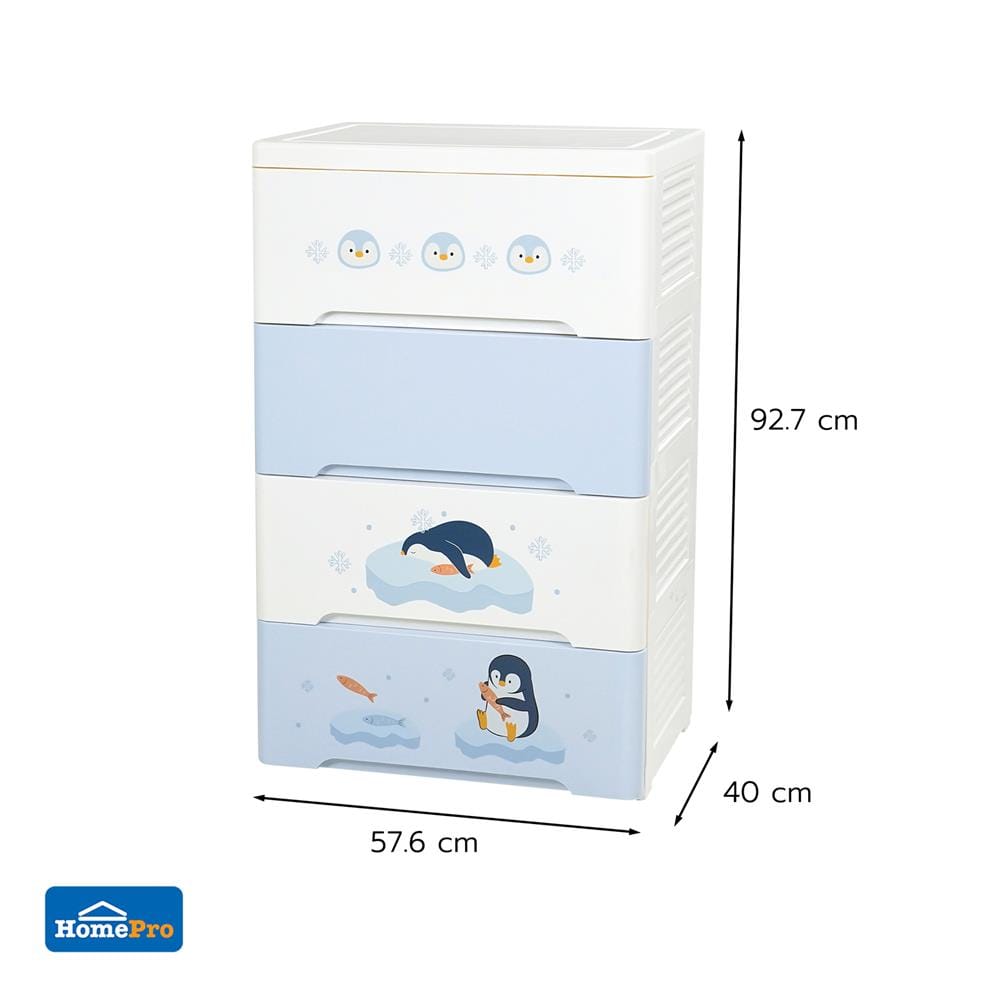 ตู้ลิ้นชัก 4 ชั้น STACKO LITTLE-P 57.6x40x92.7ซม. สีฟ้า/ขาว