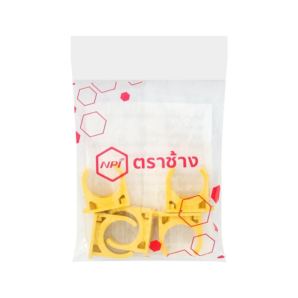 คลิปก้ามปู PVC ตราช้างNPI 1/2 นิ้ว สีเหลือง (แพ็ก 5 ชิ้น)