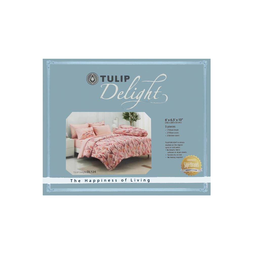 ชุดผ้าปูที่นอน 6 ฟุต (ชุด 5 ชิ้น) TULIP DELIGHT 60012-DL124