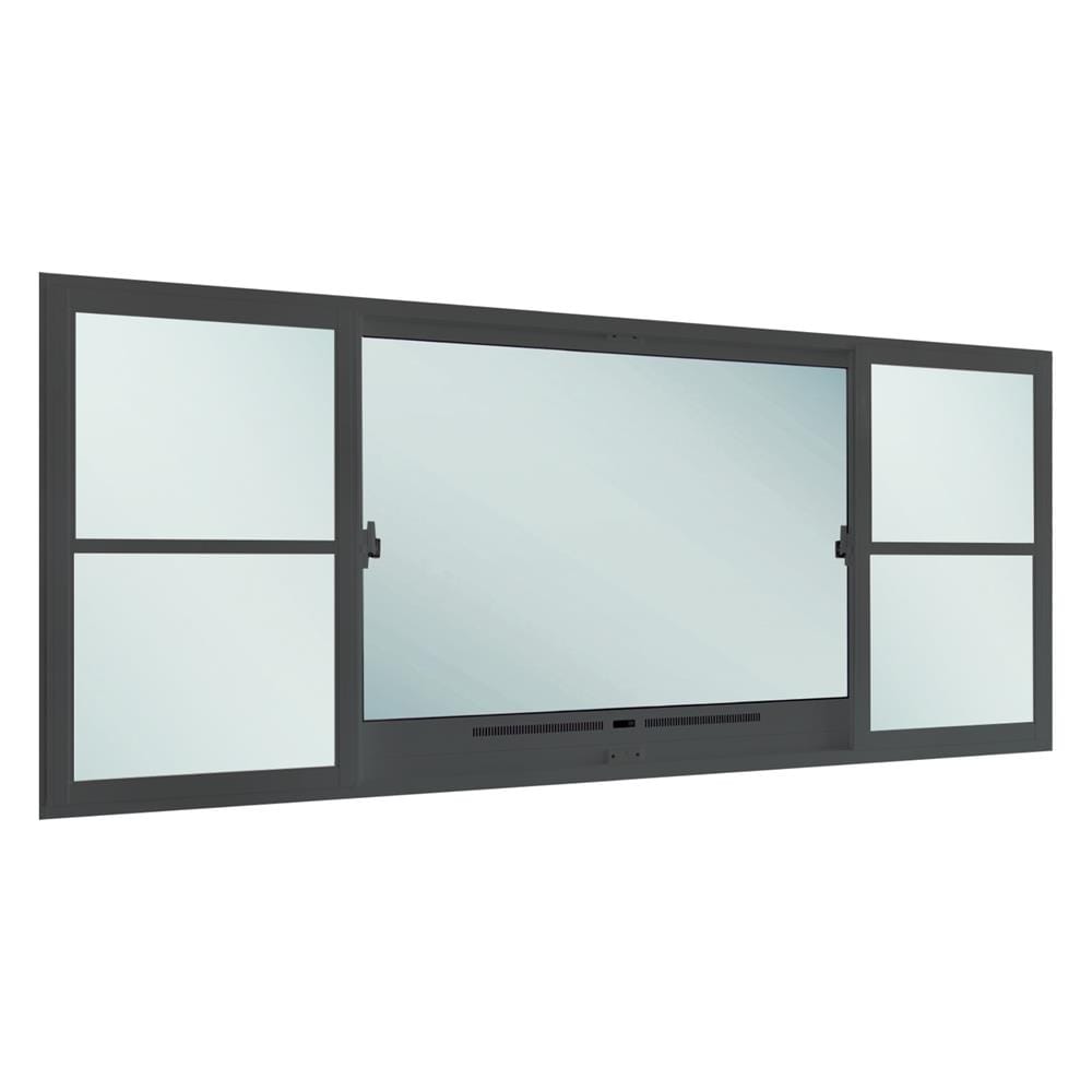 หน้าต่างบานเลื่อนอะลูมิเนียม S-F-S พร้อมมุ้งลวด SANKYOALUMI J-TRUST VENTILATION 240x110 ซม. สีเทา