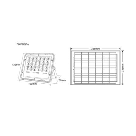 สปอตไลท์ SOLAR SHINING GALAXY PRO 270 วัตต์ DAYLIGHT สีดำ_19