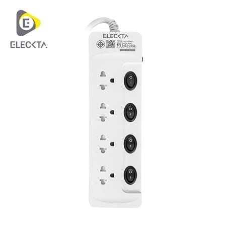 รางปลั๊กไฟ 4 ช่อง 4 สวิตช์ ELECKTA ET443M16A 16 แอมป์ 3 เมตร_0