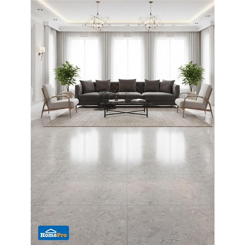 กระเบื้องพื้นพอร์ซเลน 60x60 ซม. COTTO เอลล่า เทา ซาติน PM 1.44 ซม.
