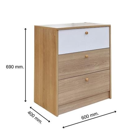 ตู้ลิ้นชัก 3 ลิ้นชัก FURDINI KEPT สี NATURAL OAK/ขาว_5
