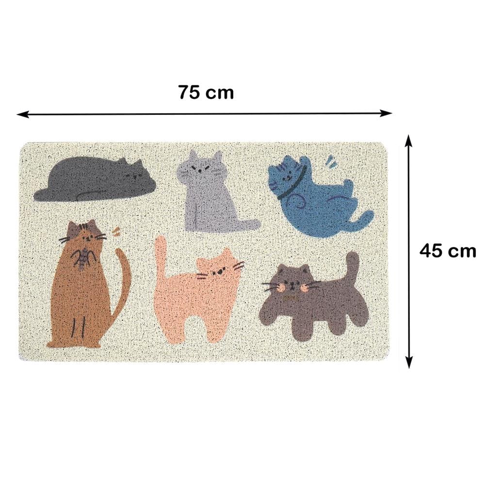 พรมเช็ดเท้าดักฝุ่น SNAZZ CAT VILL 45x75 ซม. สีครีม