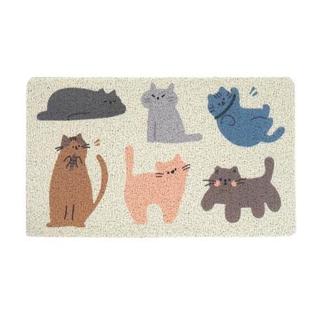 พรมเช็ดเท้าดักฝุ่น SNAZZ CAT VILL 45x75 ซม. สีครีม_0