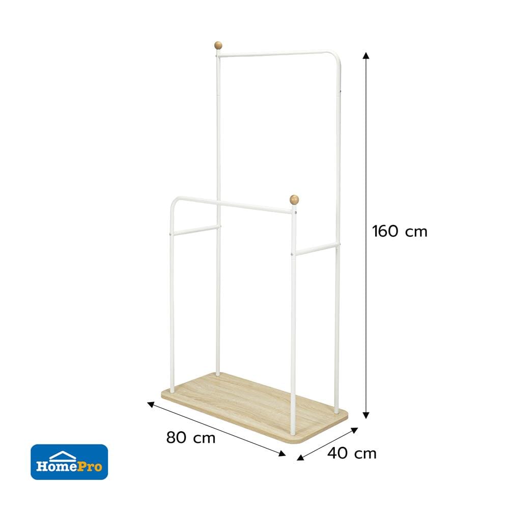 ราวแขวนผ้า 2 ราวแขวน PLIM ARRIS 80 ซม. สีขาว