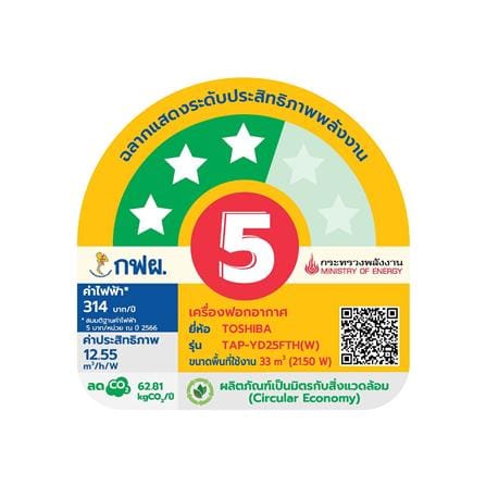 เครื่องฟอกอากาศ TOSHIBA TAP-YD25FTH(W) 33 ตารางเมตร_4