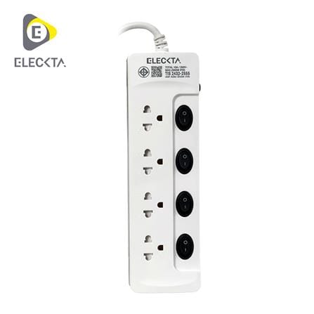 รางปลั๊กไฟ 4 ช่อง 4 สวิตช์ ELECKTA ET02-4402 10 แอมป์ 5 เมตร_0