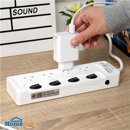 รางปลั๊กไฟ 4 ช่อง 4 สวิตช์ ELECKTA ET02-4402 10 แอมป์ 5 เมตร_3