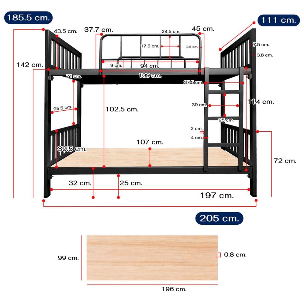 เตียง 2 ชั้น THAIBULL SST2F-TNR4-105 สีดำ/เบาะสีครีม
