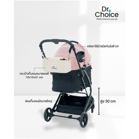 รถเข็นสัตว์เลี้ยง DR.CHOICE สีดำ-ชมพู_7