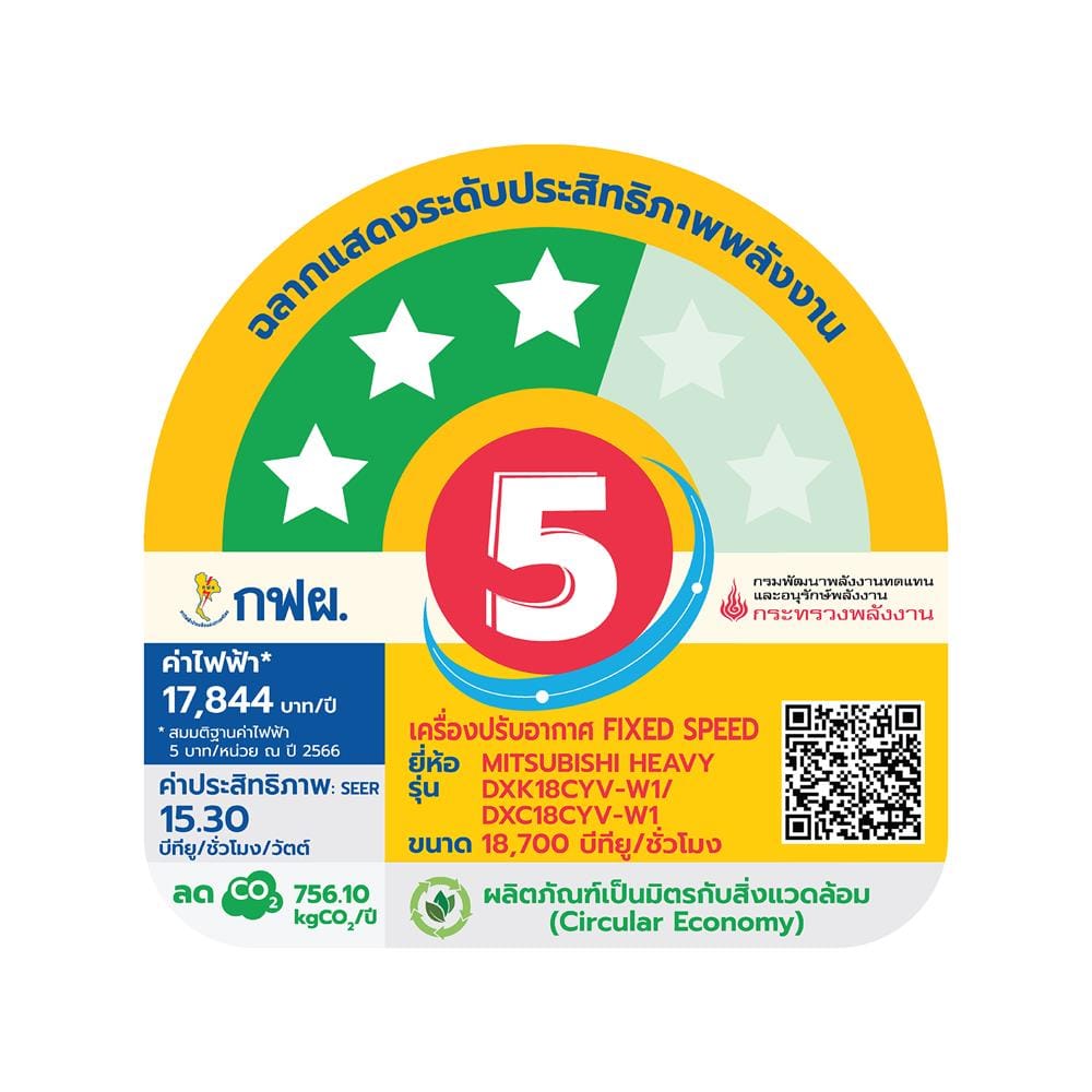 แอร์ผนัง MITSUBISHI HEAVY DUTY DXK18CYV-W1 18700 บีทียู