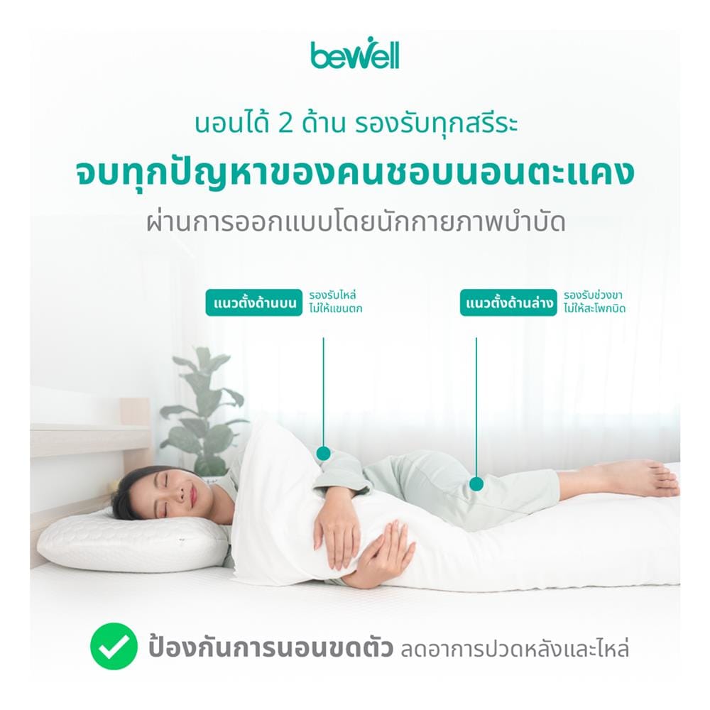 หมอน BODY ใยสังเคราะห์ BEWELL 40x150x25 ซม. สีขาว