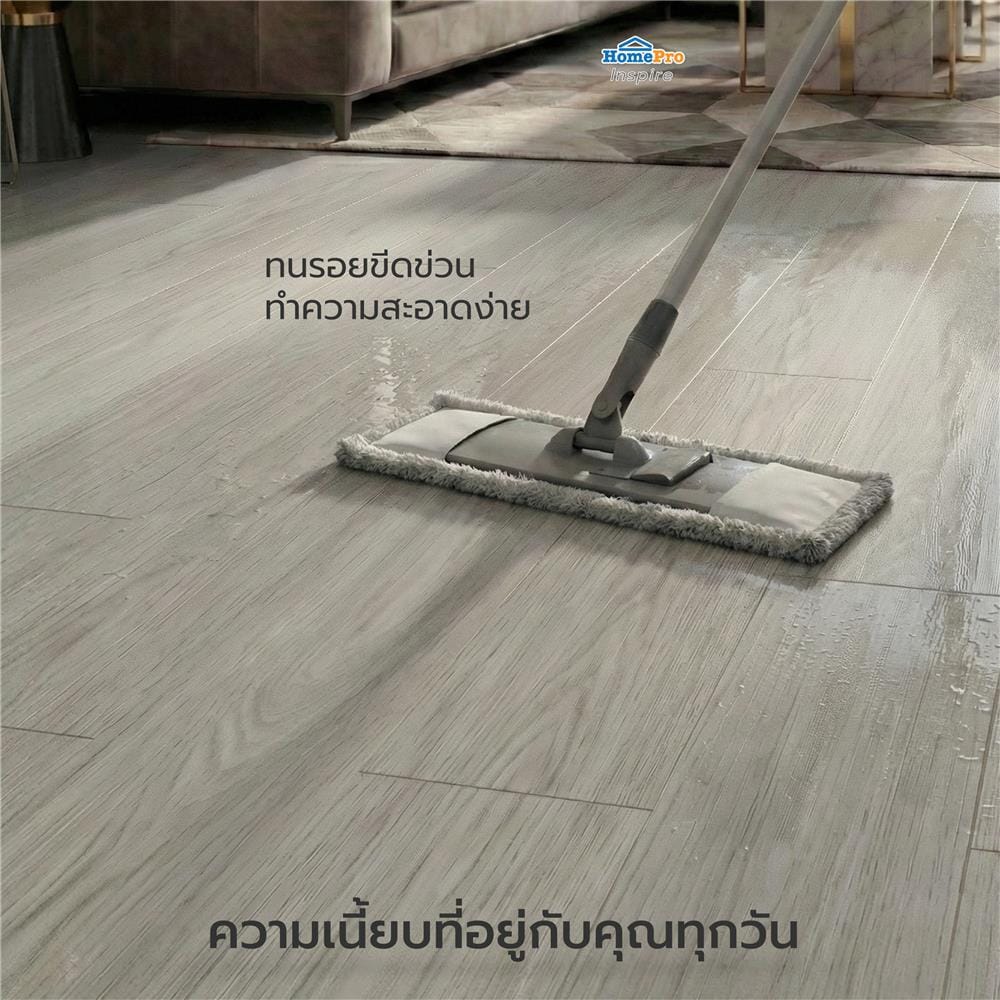 กระเบื้องยางไวนิล 15x91 ซม. TARA CLICK LOCK โฟกัส เกรย์