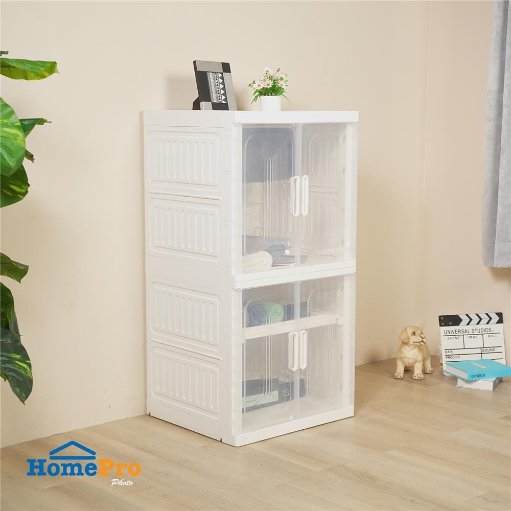 ตู้บานเปิด 2 ชั้น STACKO SNOWY 60x55x117 ซม. สีขาว