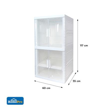 ตู้บานเปิด 2 ชั้น STACKO SNOWY 60x55x117 ซม. สีขาว_5
