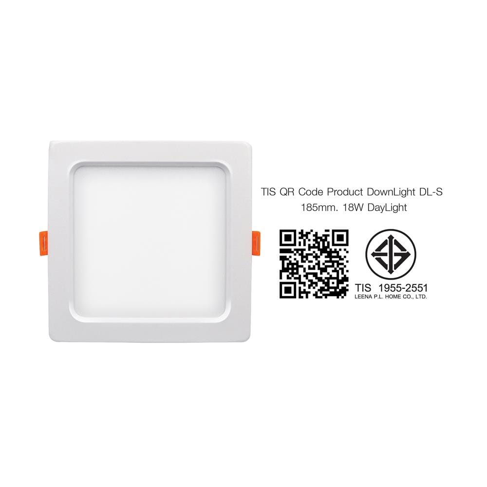ดาวน์ไลท์ LED NAGAS DL-S 18 วัตต์ เดย์ไลท์ อะลูมิเนียม/พลาสติก สีขาว 6 นิ้ว เหลี่ยม