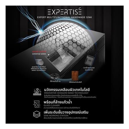 ซิงค์ฝัง 1 หลุม 1 ที่พัก + ก๊อกซิงค์ AXIA EXPERTISE 10050 BLACK + NIAGARA GUN METAL_4
