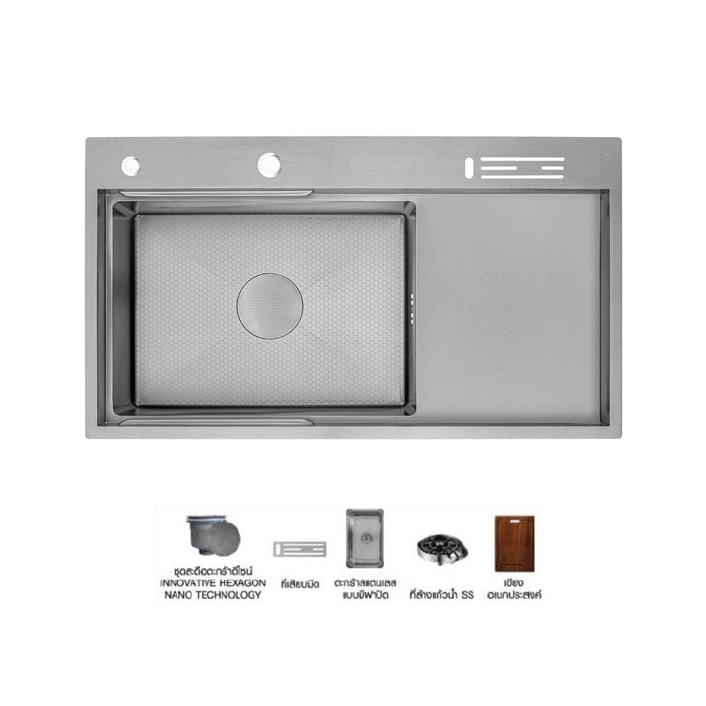 ซิงค์ฝัง 1 หลุม 1 ที่พัก + ก๊อกซิงค์ AXIA EXPERTISE 10050 SILVER + NIAGARA GUN METAL