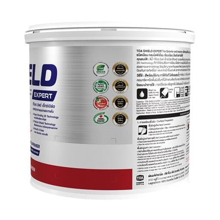 สีน้ำทาภายนอก ชนิดเนียน TOA SHIELD EXPERT SUPERIOR PREMIUM 2 IN 1 BASE C สีขาว 1 แกลลอน_2