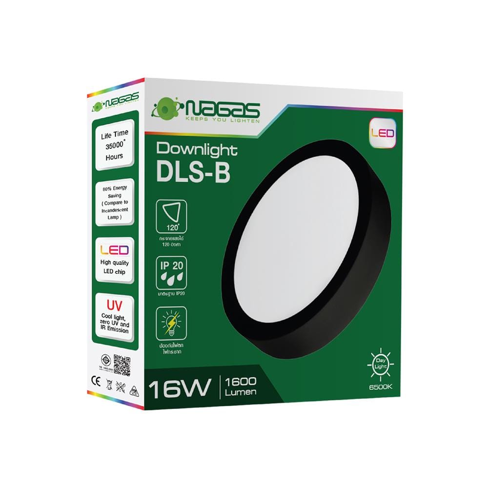 ดาวน์ไลท์ LED NAGAS DLS-B 6 นิ้ว 16 วัตต์ DAYLIGHT สีดำ