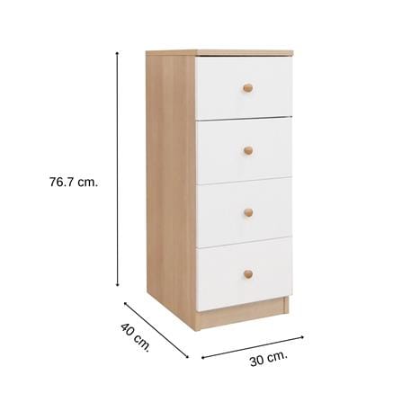 ตู้ลิ้นชัก 4 ลิ้นชัก FURDINI MINIE 30 ซม. สีไม้/ขาว_6