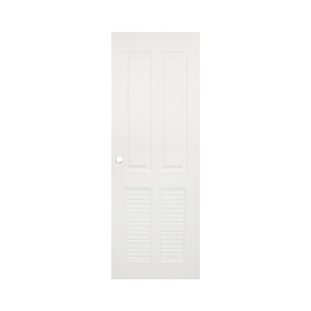 ประตูห้องน้ำ UPVC เจาะลูกบิด MODERNWOOD MLIR005 มีเกล็ด 70x200 ซม. สีขาว