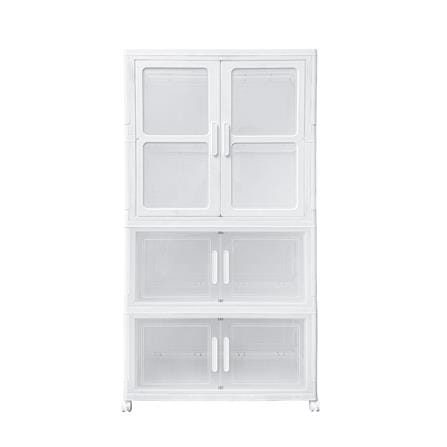ตู้บานเปิดพับได้ 3 ชั้น มีล้อ STACKO SNOWY 38x73x136 ซม. สีขาว_2