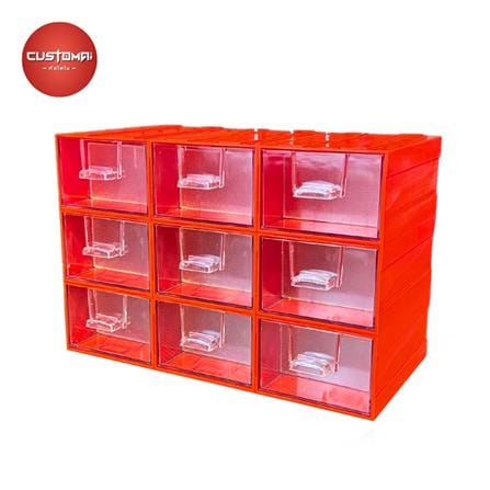 กล่องเก็บอุปกรณ์ CUSTOMAI 9 ช่อง สีแดง_0
