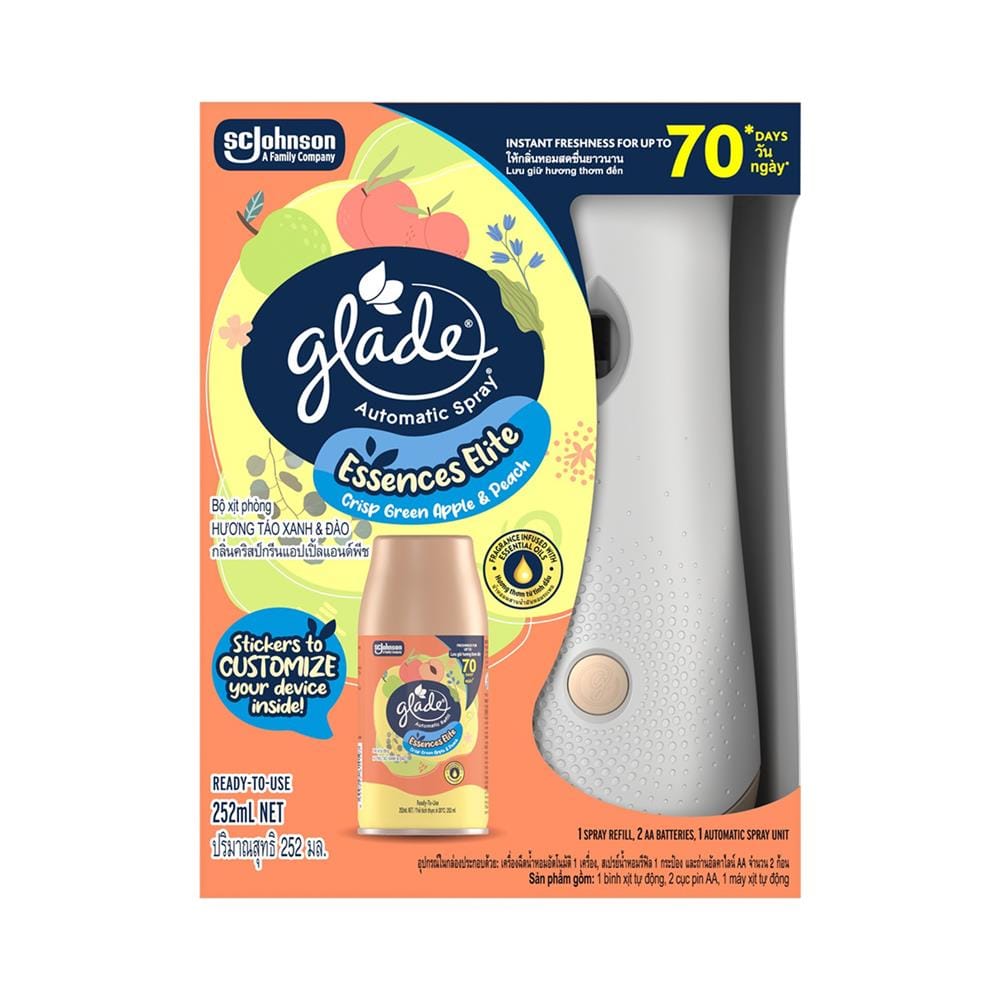 เครื่องพ่นสเปรย์พร้อมรีฟิล GLADE 252 มล. CRISP GREEN APPLE AND PEACH