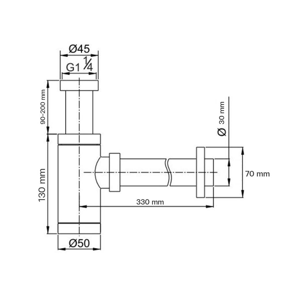 ท่อน้ำทิ้งอ่างล้างหน้ากระปุก DMG GL-5339 30 ซม.