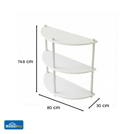 ชั้นวางของครึ่งวงกลม 3 ชั้น FURDINI BENDLY 80 ซม. สีขาว/วอลนัท_7