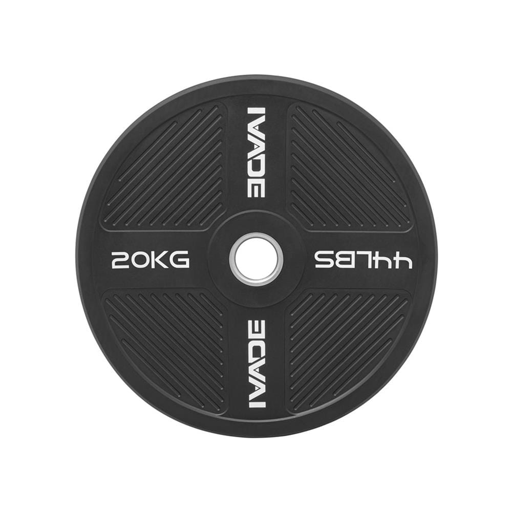 แผ่นน้ำหนัก BUMPER PLATE รูขนาด 2 นิ้ว IVADE  20 กก. (แพ็ก 2 ชิ้น)