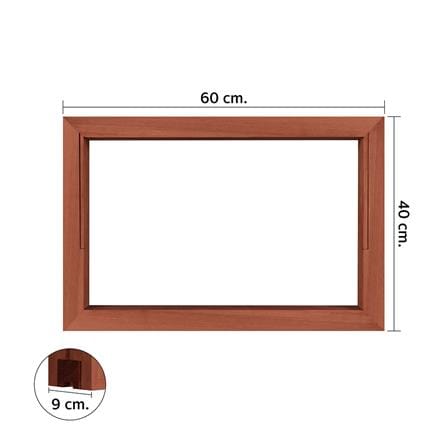 วงกบหน้าต่างไม้เบญจพรรณบานกระจกซ้อน VK 60x40 ซม. สีธรรมชาติ_4