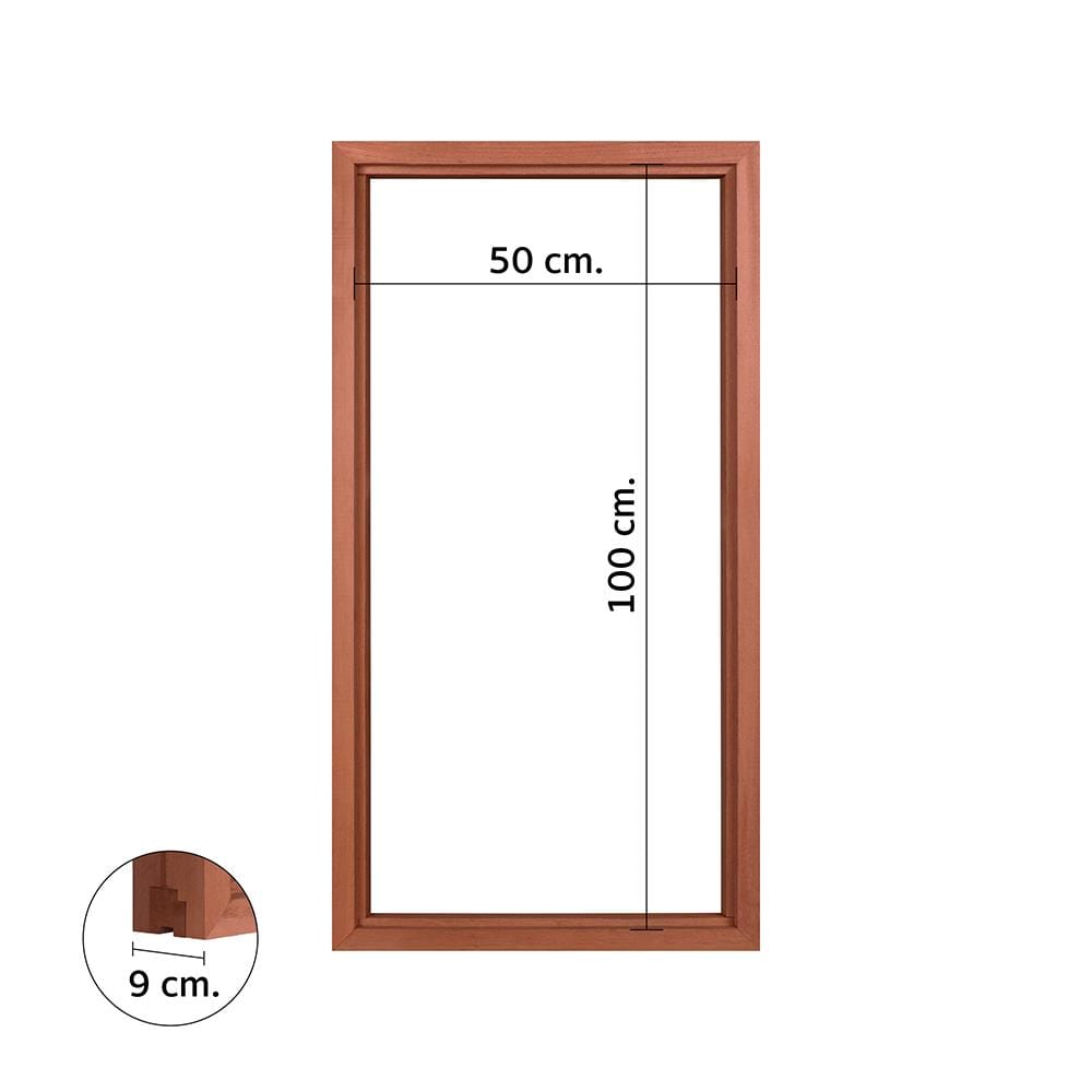 วงกบหน้าต่างไม้เบญจพรรณ 1 ช่อง VK 50x100 ซม. สีธรรมชาติ