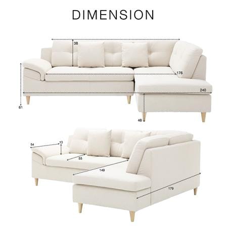โซฟาเข้ามุมขวา KONCEPT TULIO PLUS 19226581 สีครีม_6