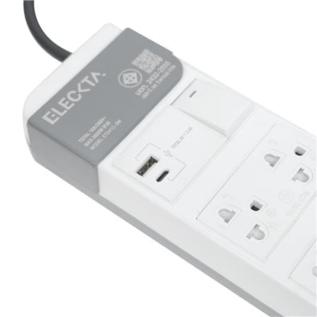 รางปลั๊กไฟ 4 ช่อง 1 สวิตซ์ 1 USB-A 1 TYPE-C ELECKTA ET541C 16 แอมป์ 3 ม._5