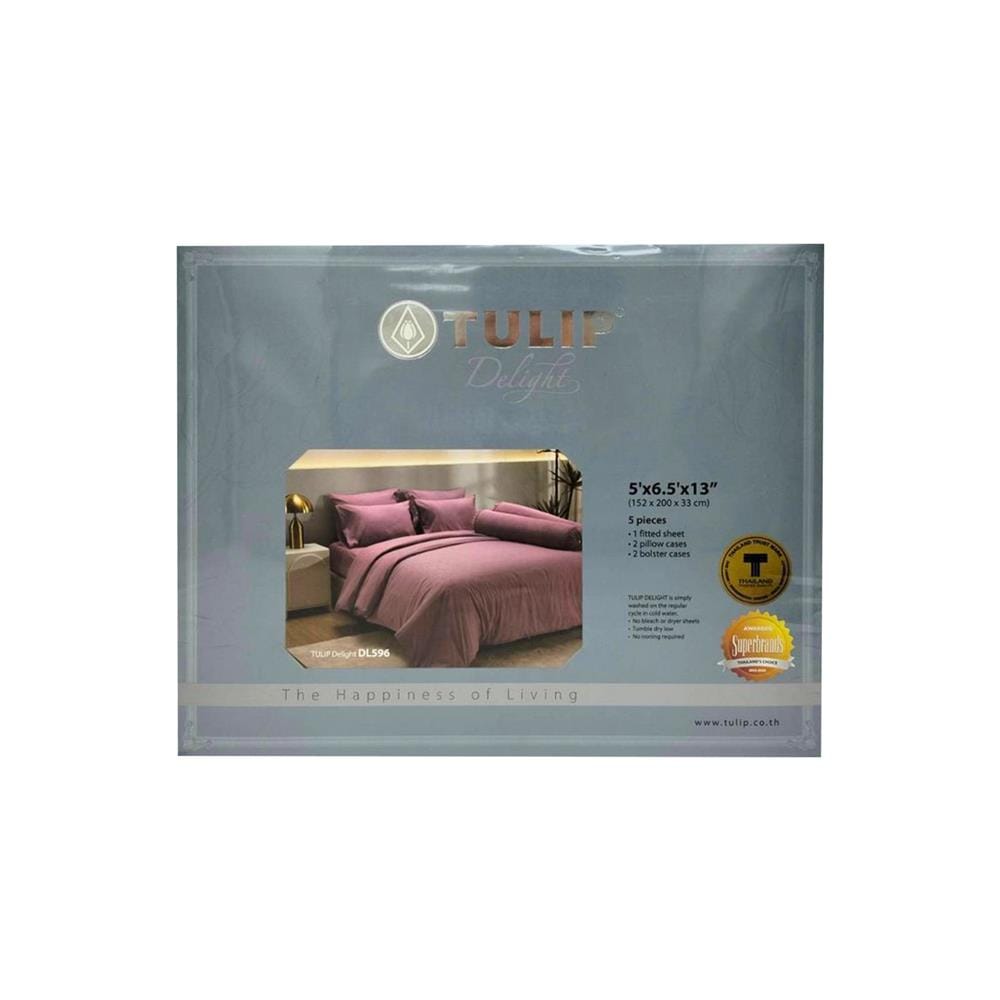 ชุดผ้าปูที่นอน 5 ฟุต (ชุด 5 ชิ้น)  TULIP DELIGHT 60057-DL596