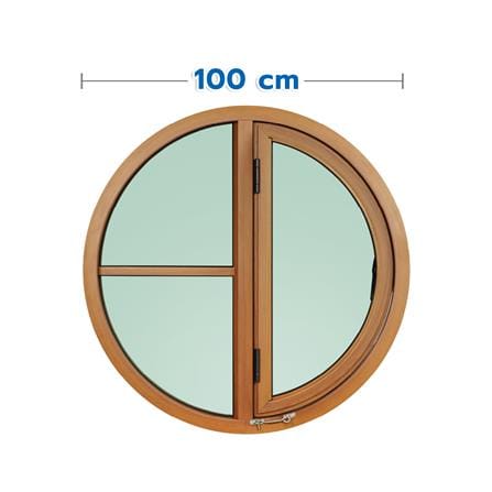 ช่องแสงหน้าต่างอะลูมิเนียม วงกลม บานเปิด KPA 2 ฟัก 100x100 ซม. สีลายไม้