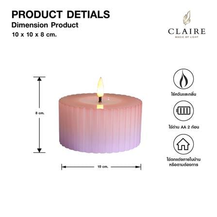 เทียนตกแต่ง LED CLAIRE WAVY 5 ซม. สีชมพู/ม่วง_6