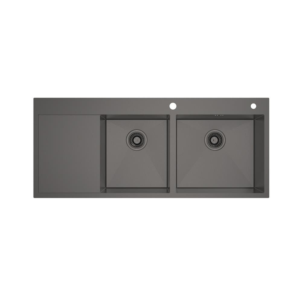 ซิงค์ฝัง 2 หลุม 1 ที่พัก MEX SQ1202RGM-MF สีเทาดำ