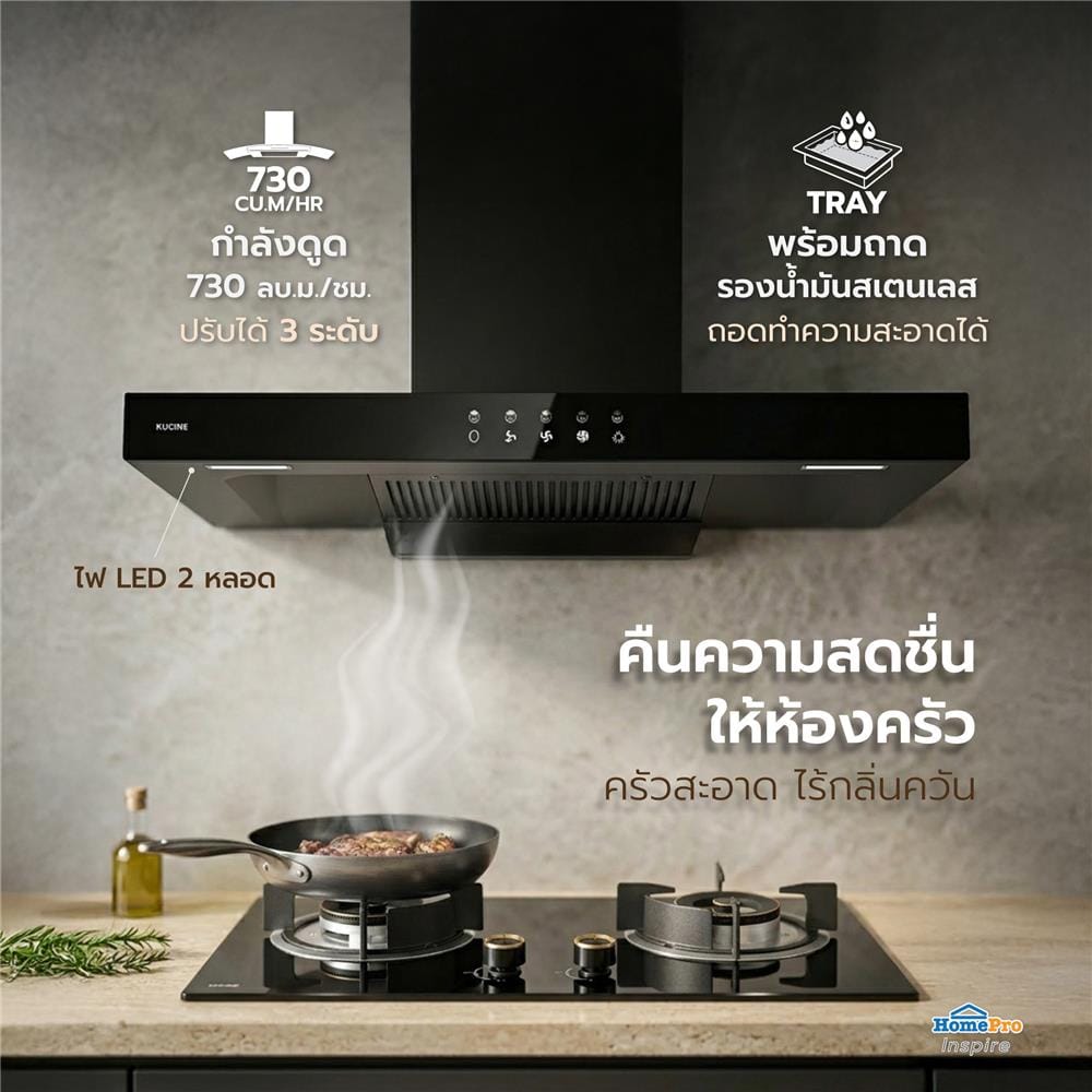เตาฝัง+เครื่องดูดควัน KUCINE BLAZE-2G+BREEZE90