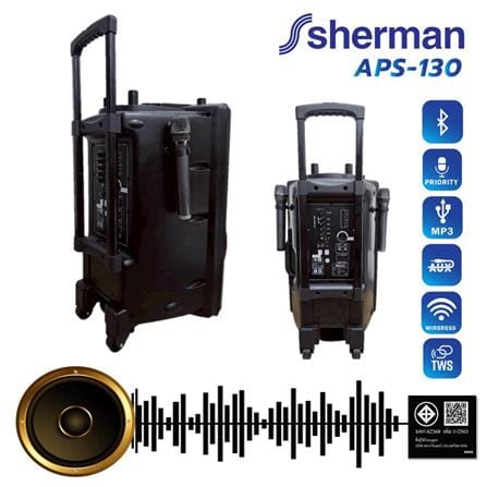 ลำโพงบลูทูธพร้อมไมค์คู่ SHERMAN APS-130_2